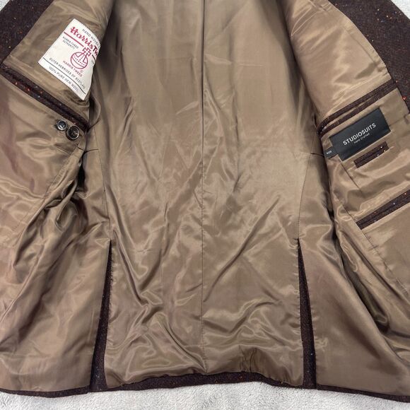 StudioSuits Harris Tweed Blazer Jacket Mens 40S Brown Speckled Wool Hand Crafted - Picture 6 of 15